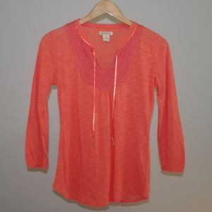 Lucky Brand long sleeve coral top - XS